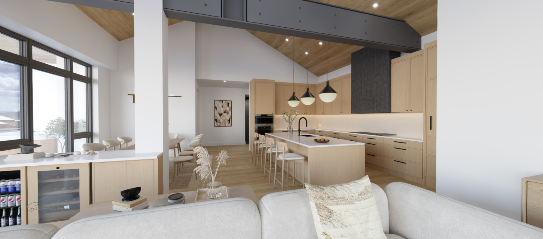 TrueSpaces digital twin — Plan H kitchen, Oak scheme, modelled at 95% accuracy.
