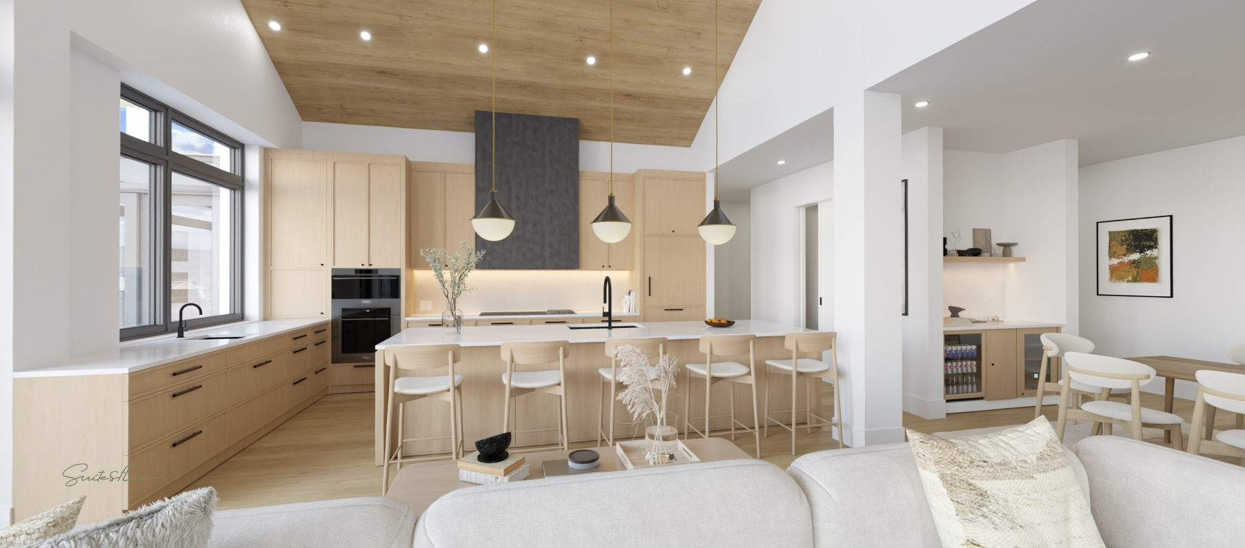 TrueSpaces digital twin — Plan G kitchen, Oak scheme, modelled at 95% accuracy.